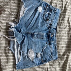 Levi's Light Blue Distressed Denim Cutoff Shorts
